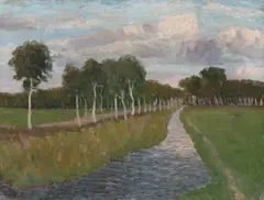 Fritz Overbeck, Abend am Moorkanal II“. Vor 1905, Öl auf Karton