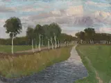 Fritz Overbeck, Abend am Moorkanal II“. Vor 1905, Öl auf Karton