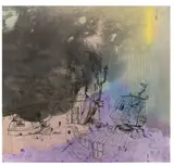 Friedrich Kunath, Beach Party, 2009, Aquarell und Acryllack über Serigrafie auf Leinwand