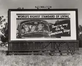 Billboard on U.S. Highway 99 in California. Part of National advertising campaign sponsored by National Association of Manufactorers by Dorothea Lange, 1937, Silbergelatineabzug der Library of Congress vom Originalnegativ, um 1960, sold Dec 2021
