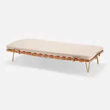 Studio Bbpr, Daybed, c. 1959, upholstery, brass, leather, cherry