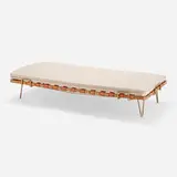Studio Bbpr, Daybed, c. 1959, upholstery, brass, leather, cherry