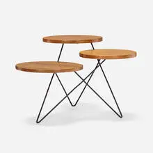 Zamkin, Tiered coffee table, c. 1950, walnut, iron
