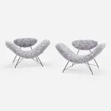 Martin Eisler & Carlo Hauner, Reversivél lounge chairs, pair, 1955, upholstery, steel