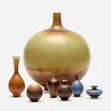 Berndt Friberg, Collection of seven vases from a Los Angeles interior by Oliver Furth