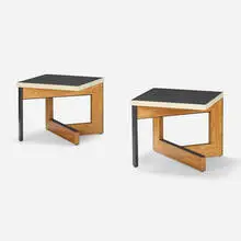Eric Freeman, Occasional tables, pair, 2008, plywood, ebony, rubber