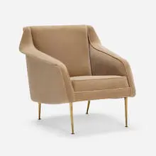 Lounge chair, model 802 by Carlo de Carli, c. 1954, mohair upholstery, suede, brass, sold Jul 2023