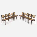 Martin Eisler & Carlo Hauner, Dining chairs, set of ten, 1952-1958, caviúna, cane