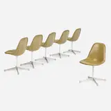 Charles and Ray Eames, Wire Mesh chairs model PKC-1, set of six, 1955, vinyl, polished aluminum, enameled steel, plastic