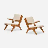 attribution Lina Bo Bardi, Armchairs, pair, c. 1955, peroba, upholstery