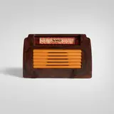 Step-Top radio, model A-502 by DeWald Radio Manufacturing Corporation, 1946, Catalin, plastic, sold Aug 2026