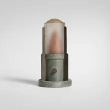 Table lamp by attribution Walter von Nessen, c. 1935, aluminum, frosted glass, patinated steel, plastic, sold Aug 2026