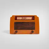 Step-Top radio, model A-502 by DeWald Radio Manufacturing Corporation, 1946, Catalin, plastic, sold Aug 2026