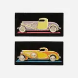 Machine Age, Streamlined coupe car/automobile renderings, set of two