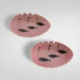Mid-Century Modern, Ashtrays with swimming fish, pair, c. 1950, glazed stoneware