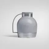 Henry Dreyfuss, Carafe, model 549, 1936, enameled aluminum, enameled steel, silver mirrored glass, cork