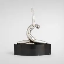 Philippe Devriez, Moderne Dancer (sculpture), c. 1930, silvered bronze, onyx