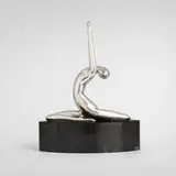 Philippe Devriez, Moderne Dancer (sculpture), c. 1930, silvered bronze, onyx