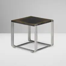 Gilbert Rohde, Occasional table, c. 1928, lacquered Micarta, stainless steel
