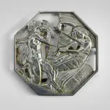 Art Déco, Decorative plaque with satyr and nymph, c. 1925, nickel-plated bronze