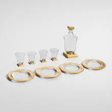 Delvaux Paris, Art Deco cocktail service, c. 1925, clear glass with gilding