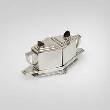 Jean G. (Gene) Theobald, Diament sugar and creamer set, 1928, silver-plated metal, ebony