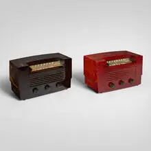 Rca Victor, Radios model 66X8, set of two, 1946, Catalin, glass, fabric