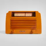Step-Top radio, model A-502 by DeWald Radio Manufacturing Corporation, 1946, Catalin, plastic, sold Aug 2026