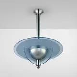 Art Déco, Hanging lamp, c. 1935, chrome-plated brass, sand-blasted glass
