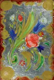 Oskar Schlemmer, Blumenornamentbild, Um 1938, Hinterglasbild: Öl und Goldbronze, mit Silberpapier hinterlegt