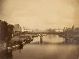 Gustave Le Gray, Pont du Carrousel, vue du Pont Royal, Paris, Um 1859, Vintage. Albumin-Kontaktabzug vom Glasplattennegativ, goldgetont