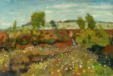 Otto Modersohn, Wollgras im Quelkhorner Moor, mit Blick auf den Mühlenberg, 1928, Öl auf Leinwand