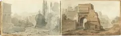 Lorenz Adolf Schönberger, Schoenberger's Skizzenbuch von Rom, Um 1817, Skizzenbuch mit Zeichnungen (Bleistift und Kreide sowie Feder in Braun und Schwarz, laviert) auf 43 Blatt Papier