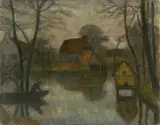 Otto Modersohn, Dämmerung an der Wümme im Alten Dorf, 1931, Öl auf Leinwand