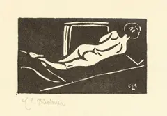 Konvolut, Liegender Rückenakt“ (Ernst Ludwig Kirchner) / „Stehender Mädchenakt“ (Ernst Ludwig Kirchner) / „Mein Freund P.“ (Erich Heckel), 1904, 3 Holzschnitte, jeweils auf Velin