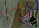 Fritz Winter, Ohne Titel“ („Vor zwei Räumen I“), 1952, Mischtechnik auf Papier