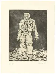 Der Hirte by Georg Baselitz, 1965, Radierung, Kaltnadel und Aquatinta auf Velin, sold Dec 2020