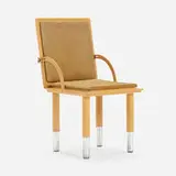 Prototype chair by Pierluigi Ghianda and Marco Zanini, c. 1980, pear wood, upholstery, steel, sold Jul 2023
