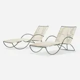 Walter Lamb, Chaise lounges model C-4700, pair, c. 1952, bronze, cotton-nylon cord