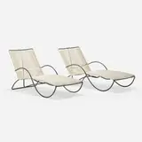 Walter Lamb, Chaise lounges model C-4700, pair, c. 1952, bronze, cotton-nylon cord
