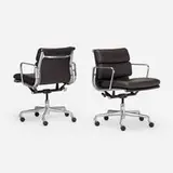 Charles and Ray Eames, Soft Pad Management chairs, pair, 1958 / 2009, leather, aluminum, enameled steel