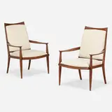 John Nyquist, Chairs, pair, c. 1965, walnut, upholstery