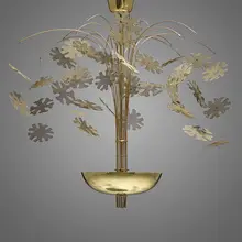 Paavo Tynell, Chandelier, model 9041, c. 1948, brass, perforated brass, wire