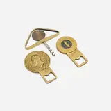 Carl Auböck, Bar accessories, set of three, c. 1960, brass, patinated brass, steel