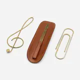 Carl Auböck, Desk accessories, collection of four, c. 1960, brass, leather