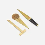 Carl Auböck, Letter openers, set of three, c. 1955, brass, copper, leather