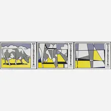 Cow Triptych (Cow Going Abstract) by Roy Lichtenstein, sold May 2017