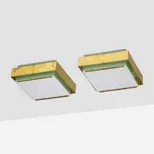 Itsu, Ceiling lamps model AE 37, pair, c. 1950, lacquered steel, brass
