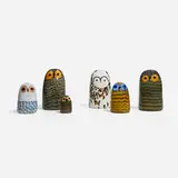 Oiva Toikka, Collection of six owls, 1996-2019, glass
