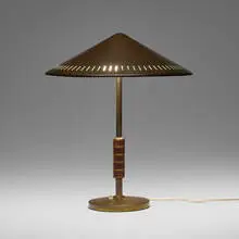 Bengt Karlby, Governor table lamp, model B146, 1956, patinated brass, teak